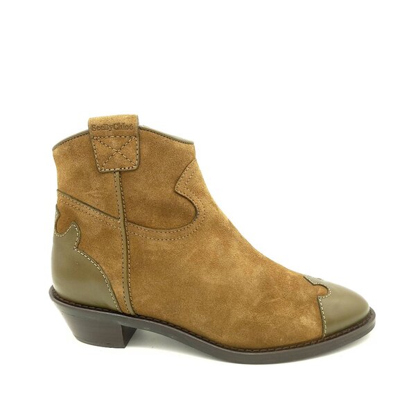 NEW See By Chloe Effie Western Boots Womens 9 Brown Suede Chic Country Cottage - Picture 1 of 10